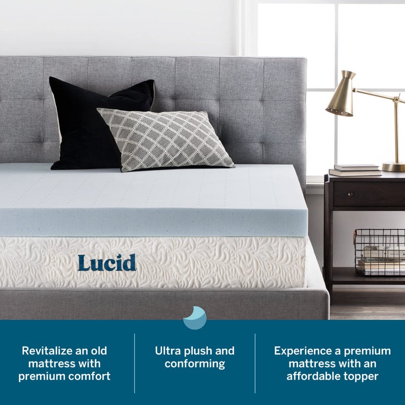 LUCID 4 Inch Gel Memory Foam Mattress Topper-Ventilated Design-Ultra Plush-Twin XL - Image 3